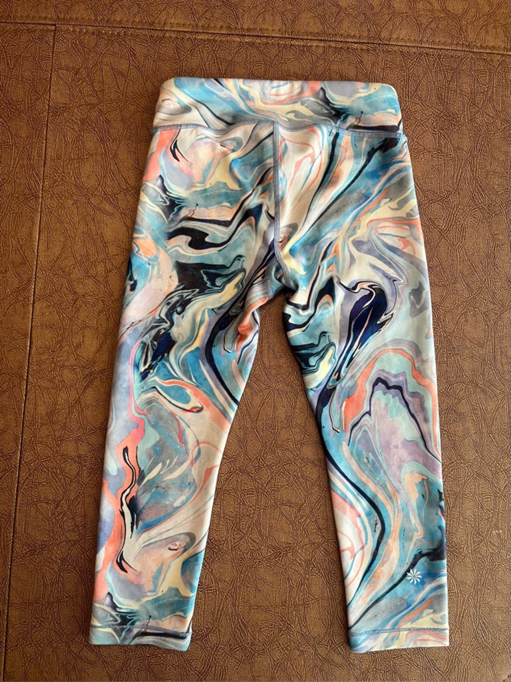 Athleta Girls Size 7/S Chit Chat Capri Marble-Print Leggings